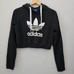 Adidas cropped black hoodie